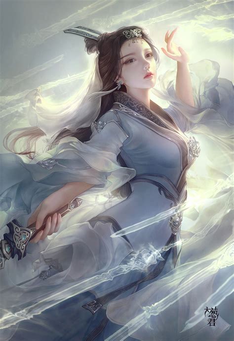 Fantasy Original Girl Woman Character Long Hair Beautiful Dress Sword Wallpapers Hd