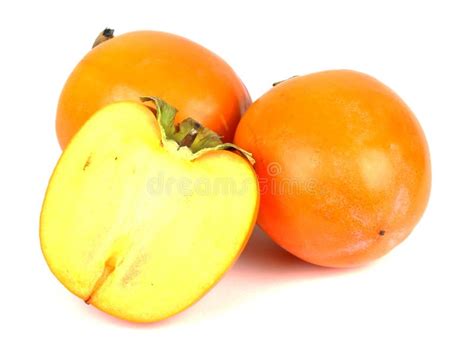 Three Persimmons On White Background Stock Photo Image Of Health