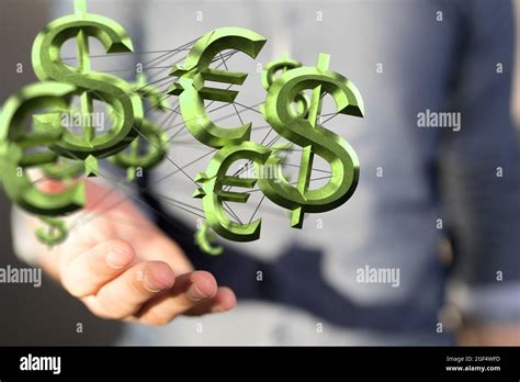 Person Presenting The D Render Of Dollar And Euro Symbols Stock Photo