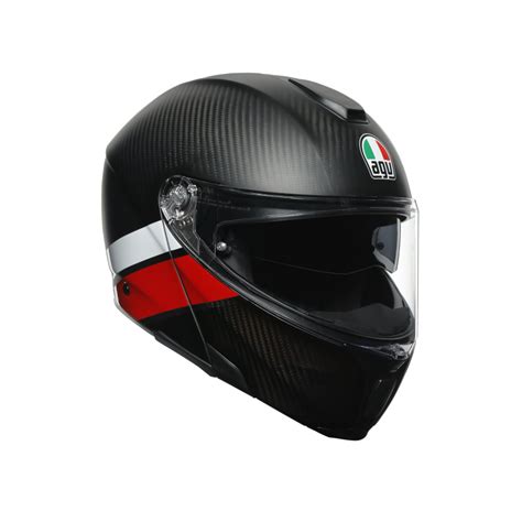 Kask Motocyklowy Szcz Kowy Agv Sportmodular Ray Layer Carbon Czerwony