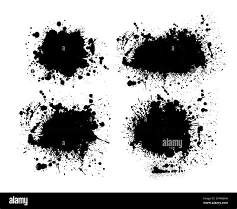 Grunge Splatter A Set Of Black Blots On White Vector Illustration