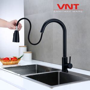 Promo Vnt Keran Dapur Panas Dingin Kran Cuci Piring Tarik Hitam Kitchen