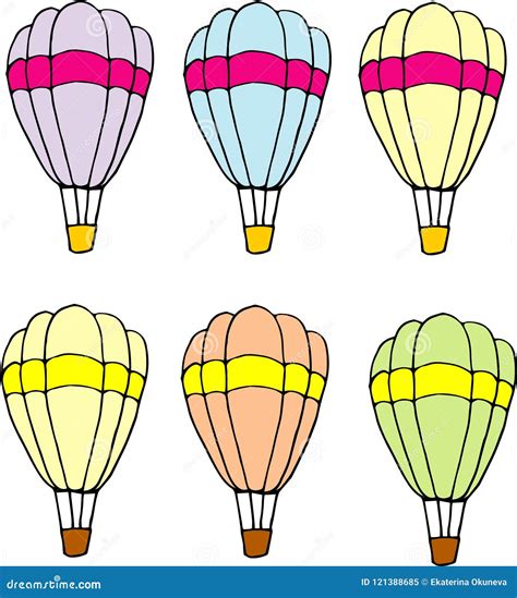 Colorful Parachute Variations Drawing. Hand Drawn Illustration Stock Vector - Illustration of ...