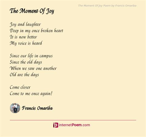 The Moment Of Joy Poem By Francis Omariba