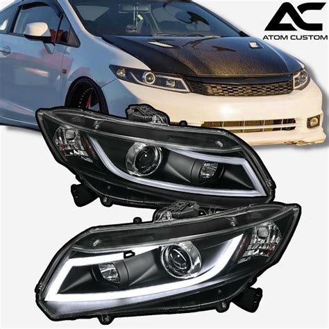 Faros Delanteros Con Barra Led En C Y Proyector Civic Atom