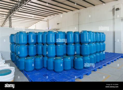 Blue Plastic barrels contain Stock Photo - Alamy