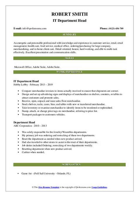 10 Department Head Resume Samples And Templates For 2025