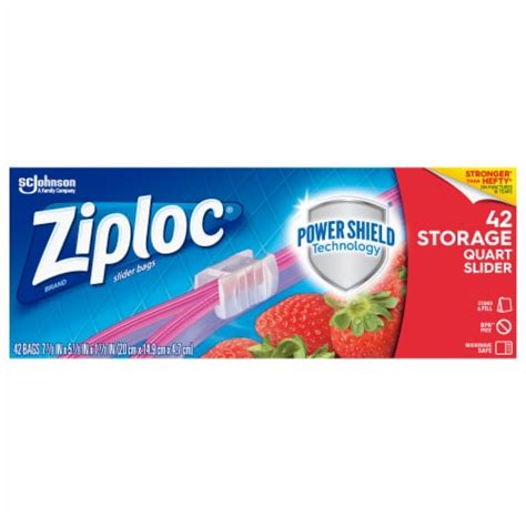 Ziploc® Brand Quart Slider Storage Bags With Power Shield Technology 42 Ct Kroger