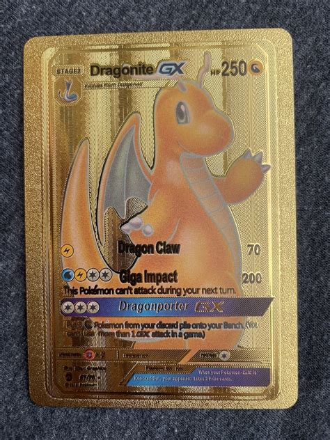 Dragonite Gx Gold Foil Fan Art Card Nm Ebay