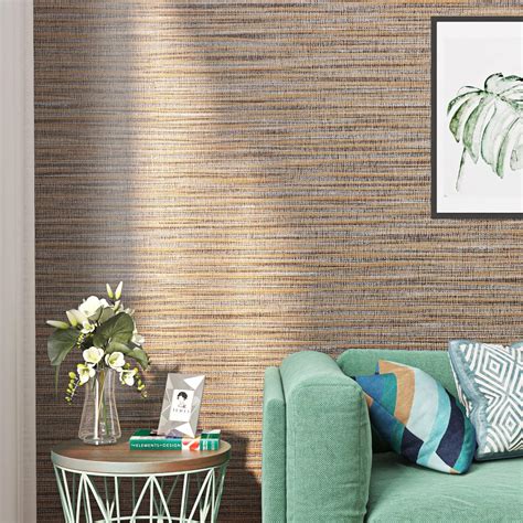 Funstick Grasscloth Wallpaper Peel And Stick Grass Cloth Fabric Wall Paper Self Adhesive Brown