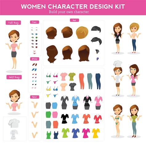 Premium Vector Secretary Character Creation Set Self Confident