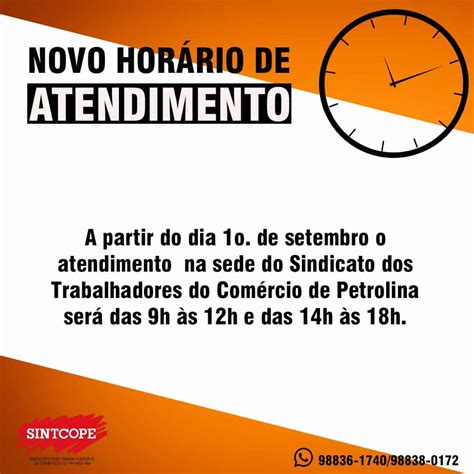 Sindicato Terá Novo Horário De Funcionamento A Partir De Setembro