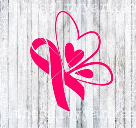 Breast Cancer Awareness Ribbon With Butterfly Wings Svg File Etsy