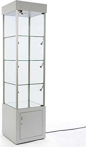 Silver Tower Showcase With Mirrored Bottom Base Storage