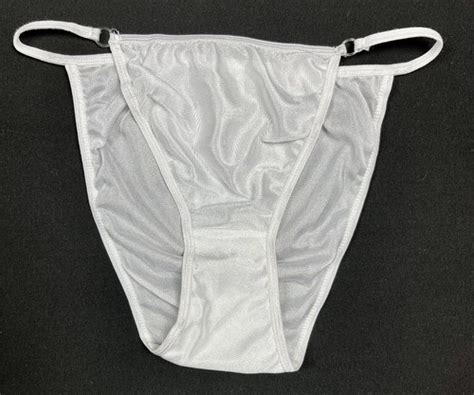 Vtg Nylon String Bikini Semi Sheer White M Gem