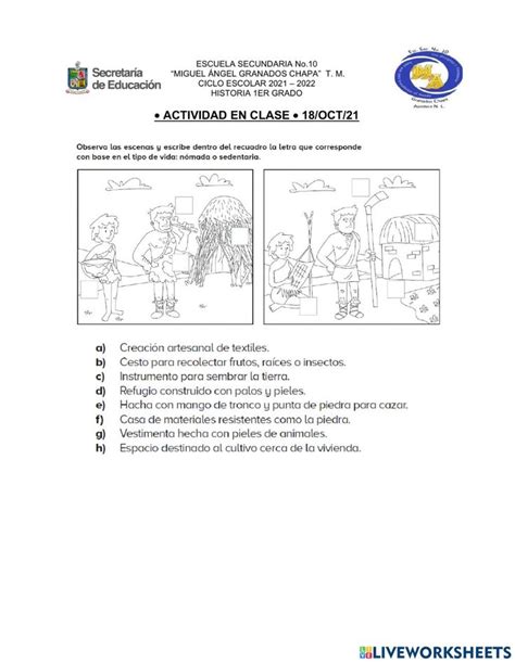 La Transici N Del Nomadismo Al Sedentarismo Worksheet Workbook