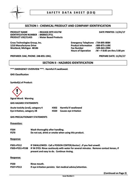 Safety Data Sheet Sds Issue Number 1 Pdf Toxicity Personal Protective Equipment