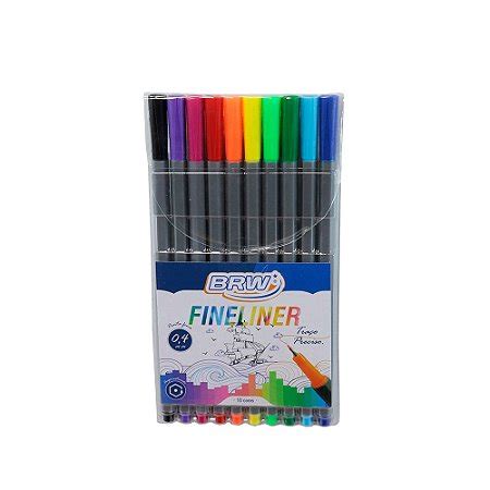 Caneta Fineliner Mm Estojo Cores B Sicas Brw Papelaria