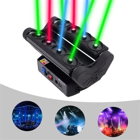 8 EYES SPIDER Beam Laser Moving Head Light LED DMX 512 RGB DJ Lighting