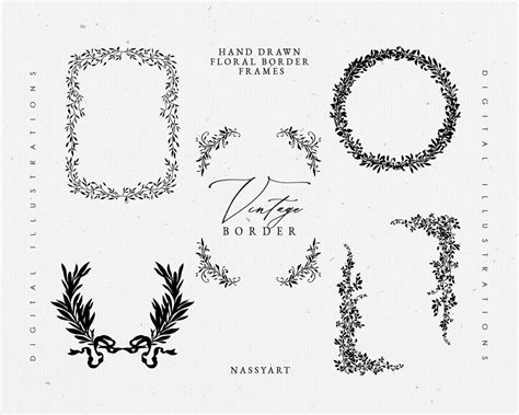 Flower Borders Victorian Frames SVG Botanical Frame Wedding