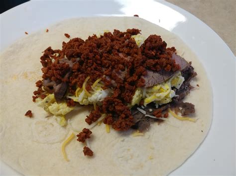 Soy Chorizo Breakfast Burrito With Green Chile And Steak R Ca Kitchen