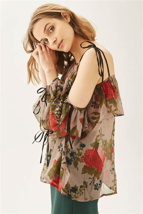 One Sleeve Floral Chiffon Top Floral Chiffon Top Chiffon Tops Fashion