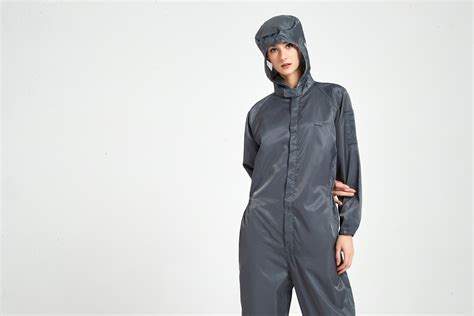 Cleanroom Working Garment With Conductive Filament China ESD Grid