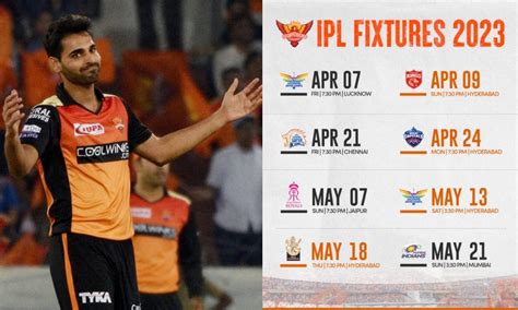 SunRisers Hyderabad Full Schedule For IPL 2023: Fixtures List, Venues ...