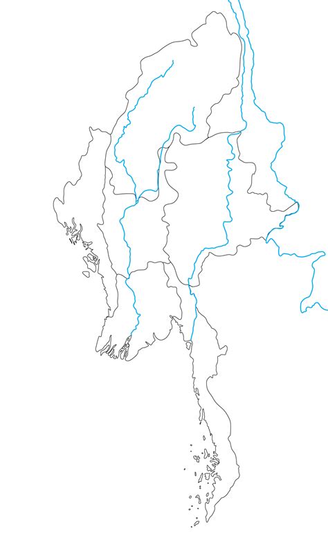 Myanmar Map With Rivers 23204757 PNG