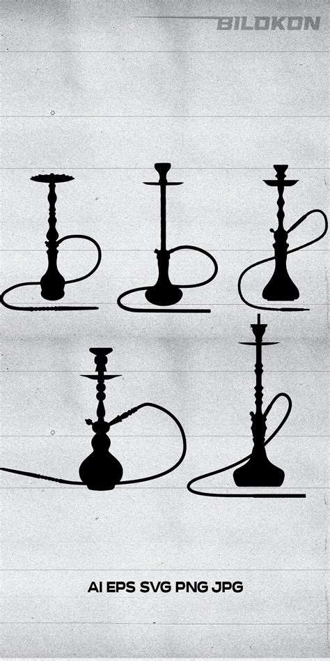 Hookah Silhouette Set Icon Shisha Svg Vector