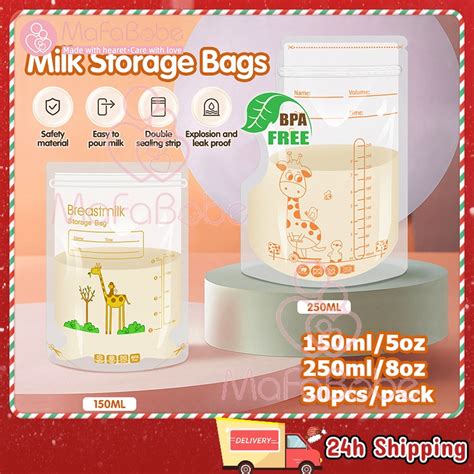 30 Pcs 5oz 8oz Breastmilk Storage Bag Ziplock Susu Breast Milk Storage