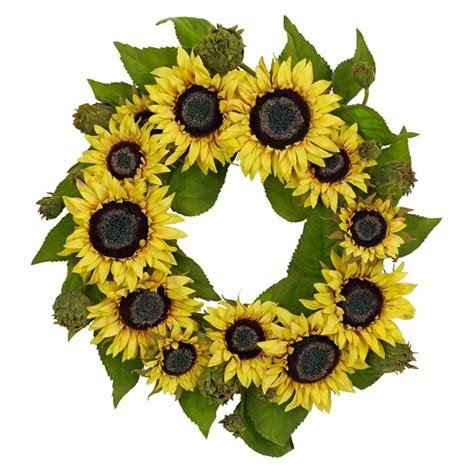 nearly natural 22-in. Silk Sunflower Wreath