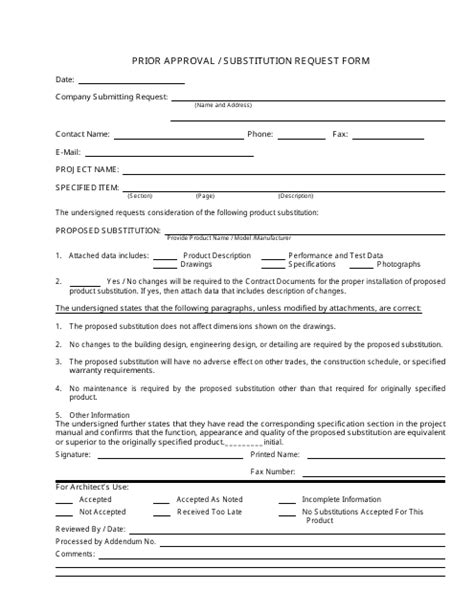 Prior Approval Substitution Request Form Fill Out Sign Online And