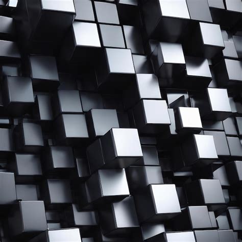 Premium Photo Black Abstract Futuristic Polygons Cubes Structure