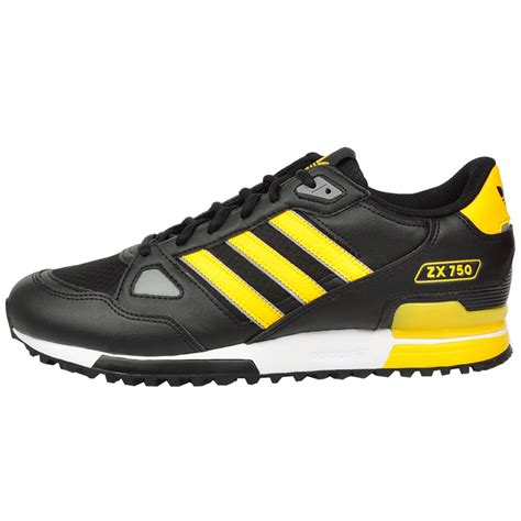 Adidas Originals Zx 750 Black Yellow Mens Sneakers Shoes Gym Shoe New 700