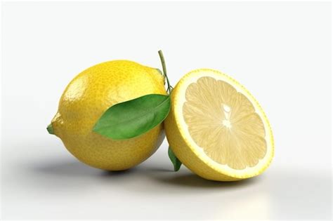 Premium Photo | A lemon with a leaf on it