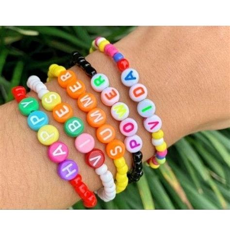 Pulseiras De Miçangas Infantil Com Nome - Kit 5 Pulseiras Personalizadas Com Nome, Números Coloridas de Miçangas ...