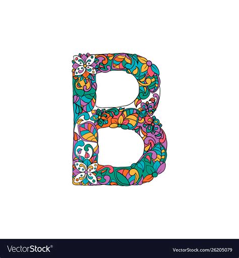 Colorful Ornamental Alphabet Letter B Font Vector Image