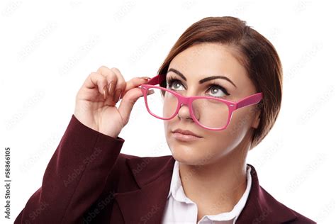 Serious teacher with glasses Stock Photo | Adobe Stock