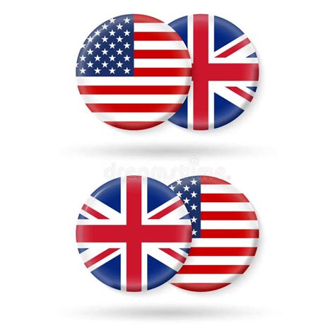 USA and UK Circle Flags. 3d Icon. American and British National Symbols Stock Vector ...