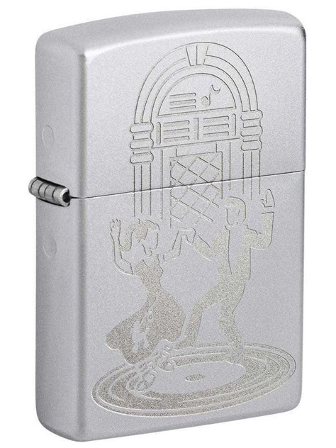 Zippo Lighter Swing Dancing Couple Engraved Satin Chrome 48728 Lucas Lighters