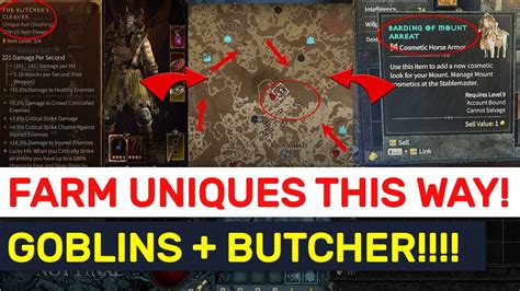 Diablo Farm Uniques Mounts Skins This Way Find Butchers Goblins