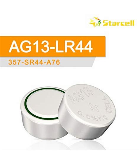 Starcell 10Pcs LR44 AG13 357 303 SR44 A76 Battery 1 5V Button Coin Cell