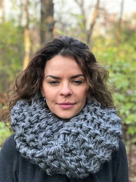 Sassenach Cowl Hand Knit Oversized Highlands Cowl In Metal Gray