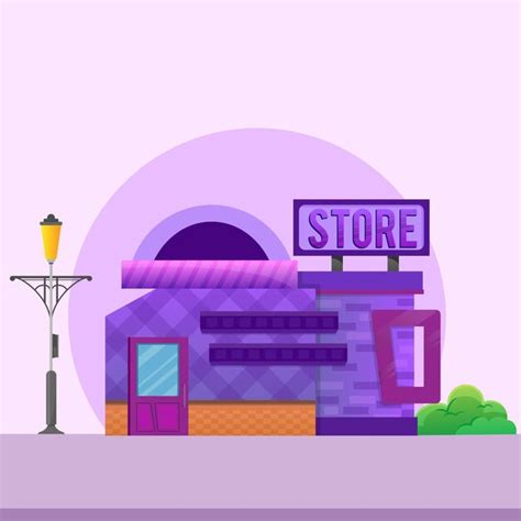 Concepto De Tienda De Comestibles Storefront Flat Design E Commerce