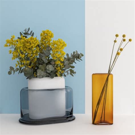 Ваза прямоугольная Слои 27,6 см, голубая, хрусталь, Nude Glass - Вазы ...