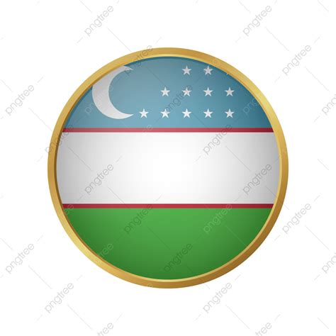 Uzbekistan Flag Vector With Circle Golden Frame Uzbekistan Flag