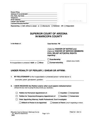 Fillable Online Superiorcourt Maricopa Optional WAIVER OF NOTICE And