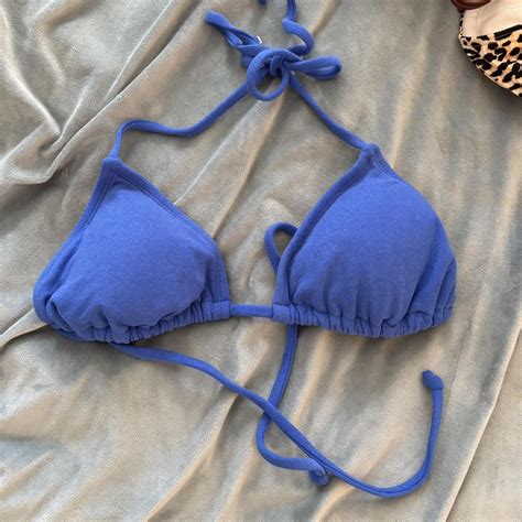 Blue String Bikini Top Size S Beachwear Depop