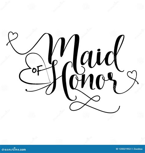 Maid Of Honor Hand Lettering Typography Stock Vector Illustration